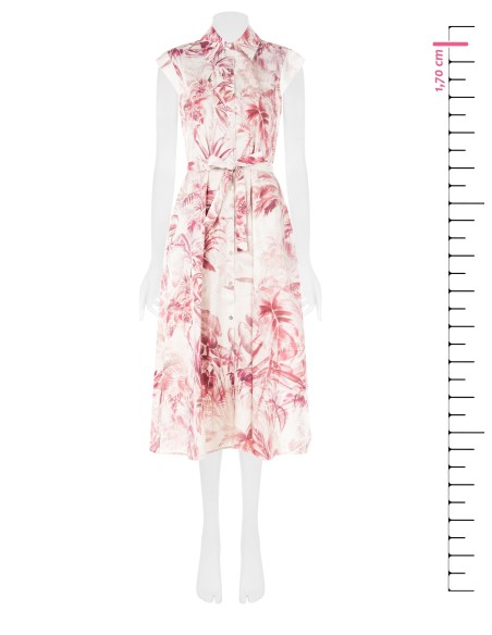 Vestido longo chemisier em algodão com cinto a condizer Rinascimento