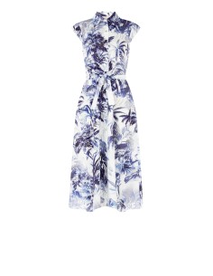 Vestido longo chemisier em algodão com cinto coordenado Rinascimento