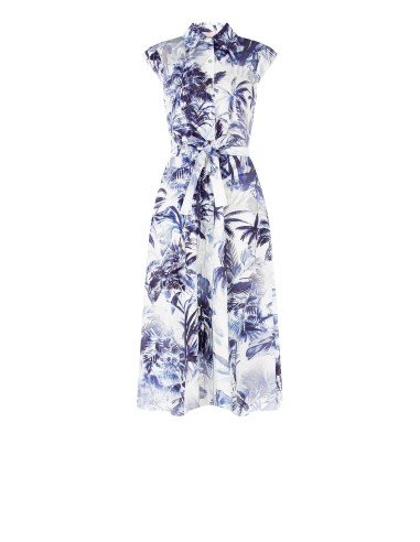 Vestido longo chemisier em algodão com cinto coordenado Rinascimento