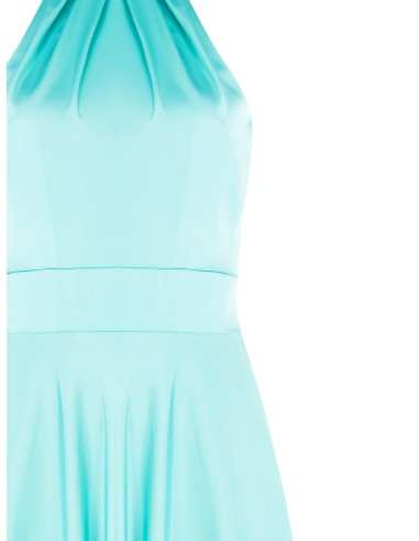 Vestido longo com saia rodada em cetim com laço ao pescoço Rinascimento