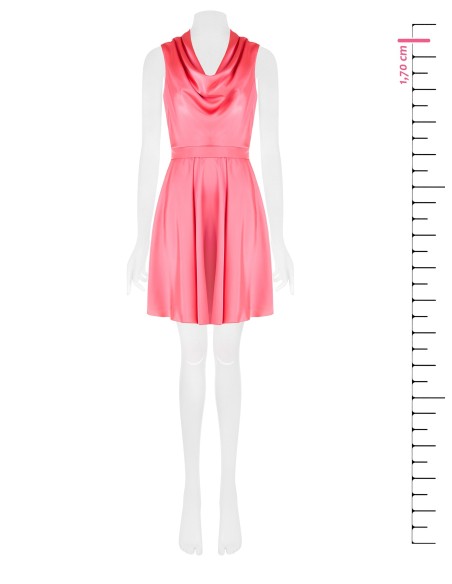 Vestido curto rodado em cetim com laço nas costas e decote com argola Rinascimento
