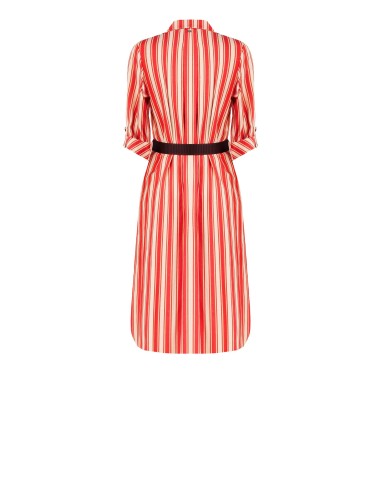 Vestido midi chemisier em mistura de viscose e linho com cinto a condizer Rinascimento