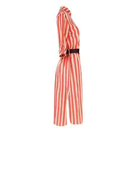 Vestido midi camiseiro em mistura de viscose e linho com cinto a condizer Rinascimento