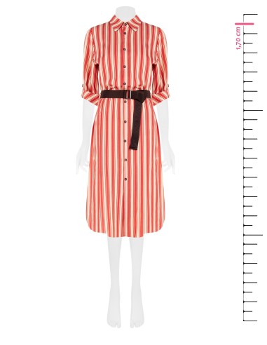 Vestido midi tipo chemisier em mistura de viscose e linho com cinto combinado Rinascimento