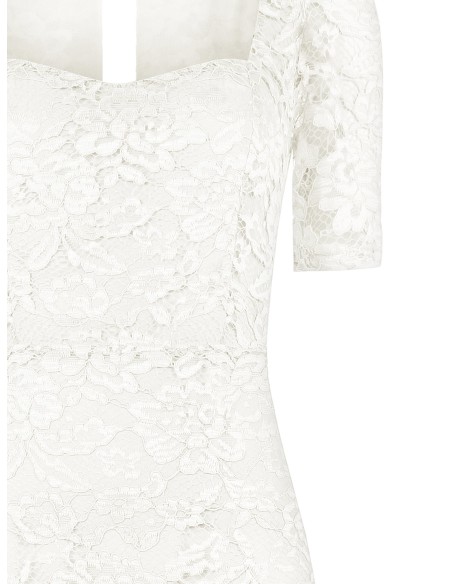 Vestido Curto de Renda com Decote Coração Rinascimento