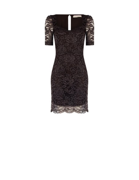 Vestido Curto em Renda com Decote em Coração Rinascimento