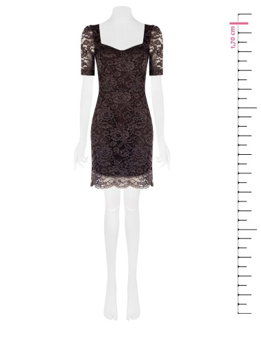 Vestido Curto em Renda com Decote Coração Rinascimento