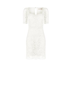 Vestido curto em renda com decote em forma de coração Rinascimento