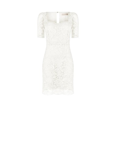 Vestido curto em renda com decote em forma de coração Rinascimento