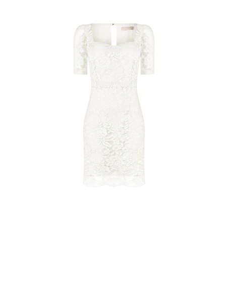 Vestido curto em renda com decote em forma de coração Rinascimento