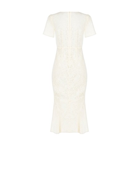 Vestido Midi Justo e Evasé em Renda Rinascimento