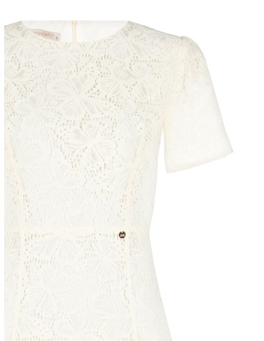 Vestido midi justo e evasado em renda Rinascimento