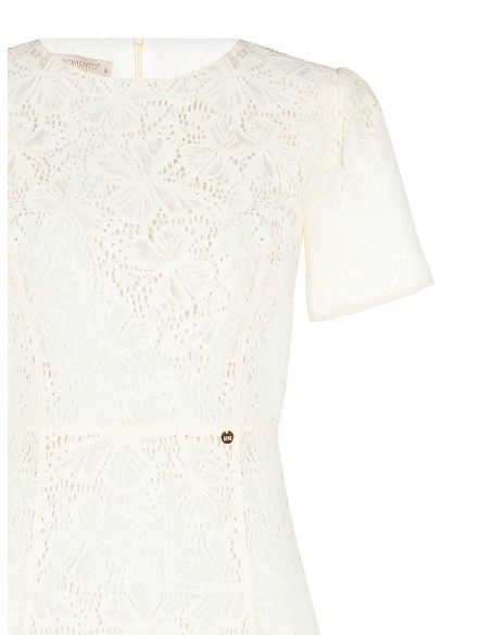 Vestido midi justo e evasado em renda Rinascimento