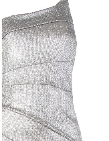Vestido longo evasé em malha laminada Rinascimento