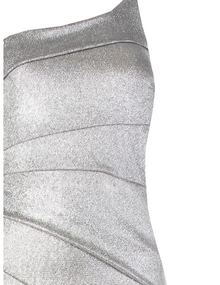 Vestido longo evasé em malha laminada Rinascimento