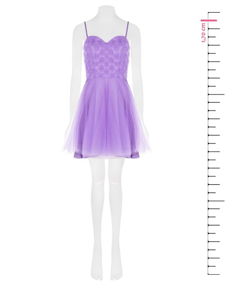 Vestido Curto de Baile em Tule com Rosas Rinascimento