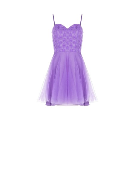 Vestido Curto de Baile em Tule com Rosas Rinascimento