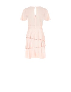 Vestido Curto com Folhos em Georgette com Decote em V e 3 Botões Rinascimento 2