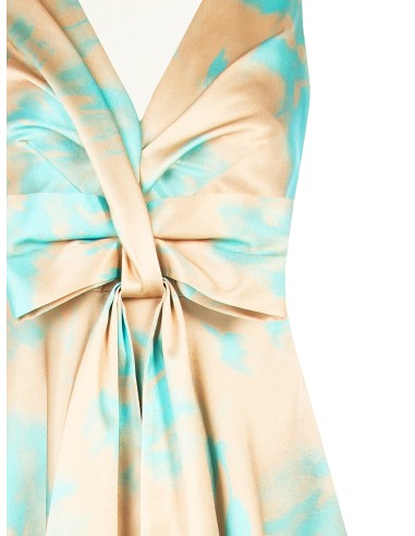 Vestido Midi Evasê Em Cetim Crepe Com Decote Em V Rinascimento