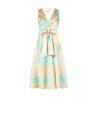 Vestido Midi Rodado em Cetim Crepe com Decote em V Rinascimento