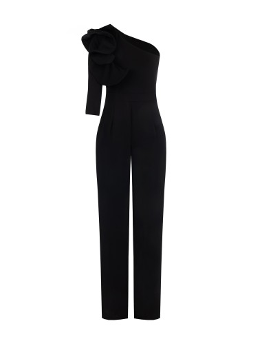 Macacão palazzo fluido com manga de folhos estruturados Rinascimento