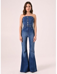 Macacão de ganga com perna boca-de-sino Rinascimento 2