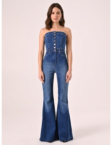 Macacão inteiro de ganga com perna a sino Rinascimento