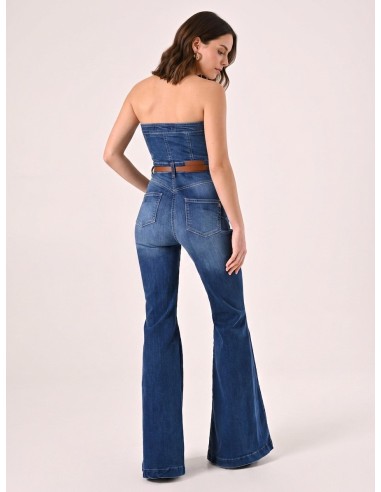 Macacão em ganga com pernas boca-de-sino Rinascimento