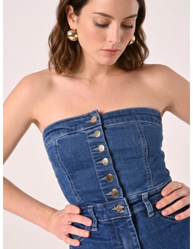 Macacão com perna em sino em denim Rinascimento