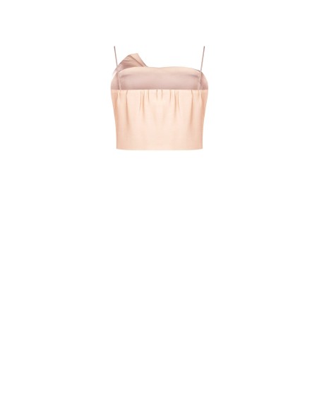 Top curto corpete em viscose iridescente com copas Rinascimento