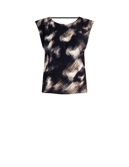 Top Amplo Entalhado Com Pregas Nos Ombros Rinascimento