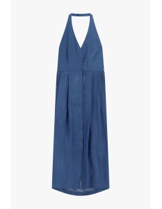 Vestido Longo com Fecho Americano e Botões Frontais Dixie