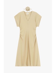 Vestido Midi Com Drapeado Lateral E Decote Em V Dixie