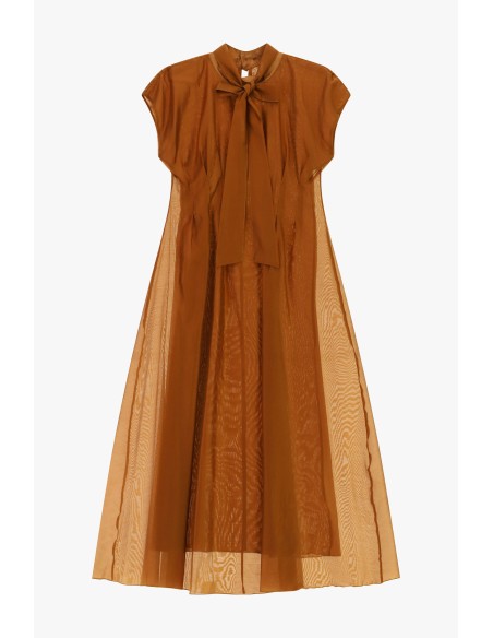 Vestido midi evasê com laço ao pescoço Dixie