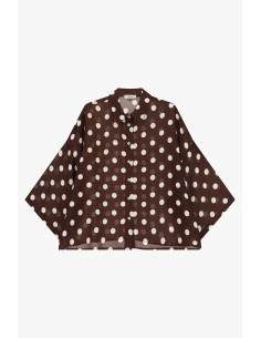 Camisa Ampla De Bolinhas Com Mangas Tipo Quimono Dixie