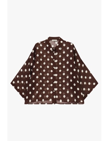 Camisa Ampla De Bolinhas Com Mangas Tipo Quimono Dixie