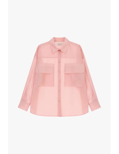 Camisa Transparente Com Bolsos Frontais Oversize Dixie