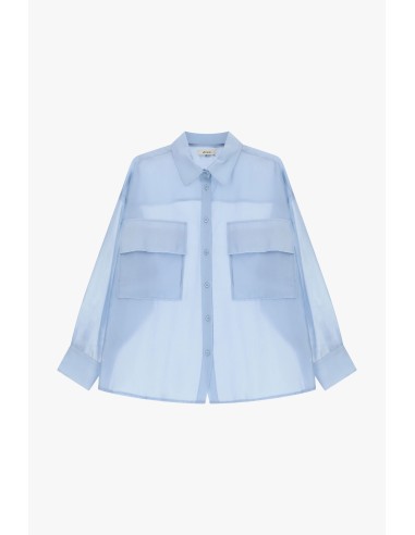 Camisa Transparente Com Bolsos Frontais Oversize Dixie