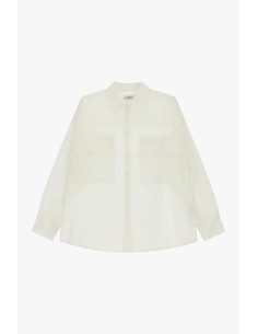 Camisa Transparente Com Bolsos Frontais Oversize Dixie