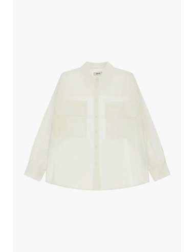 Camisa Transparente Com Bolsos Frontais Oversize Dixie