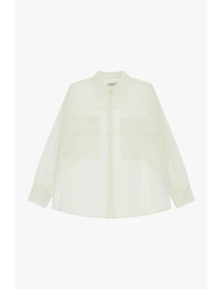 Camisa Transparente Com Bolsos Frontais Oversize Dixie