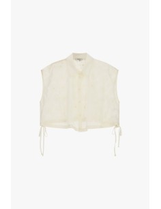 Camisa Cropped Sem Mangas Com Bordado Floral Dixie