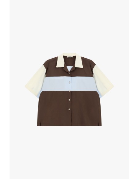 Camisa a blocos com mangas curtas e botões Dixie