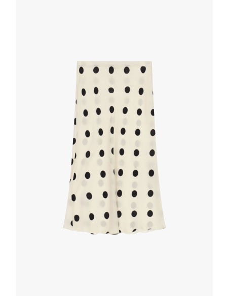 Saia midi às bolinhas com corte evasado Dixie