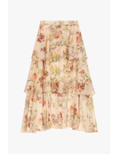 Saia longa com folhos e estampado floral Dixie