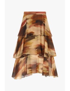 Saia Longa com Folhos e Estampa Degradé Dixie