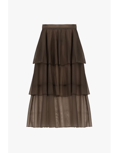 Saia midi com folhos e camadas transparentes Dixie