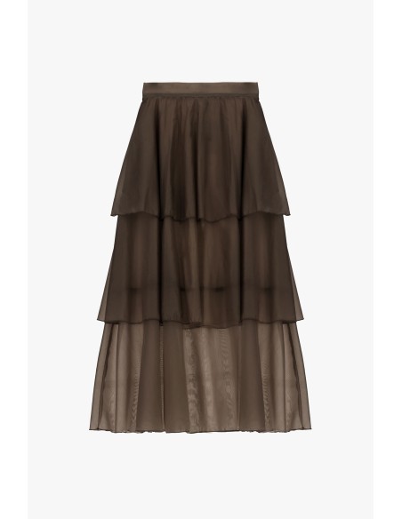 Saia midi com folhos e camadas transparentes Dixie