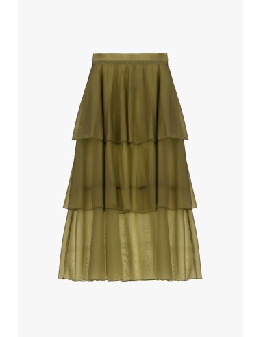 Saia Midi com Folhos e Camadas Transparentes Dixie