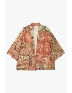 Casaco duster com padrão patchwork e manga ampla Dixie